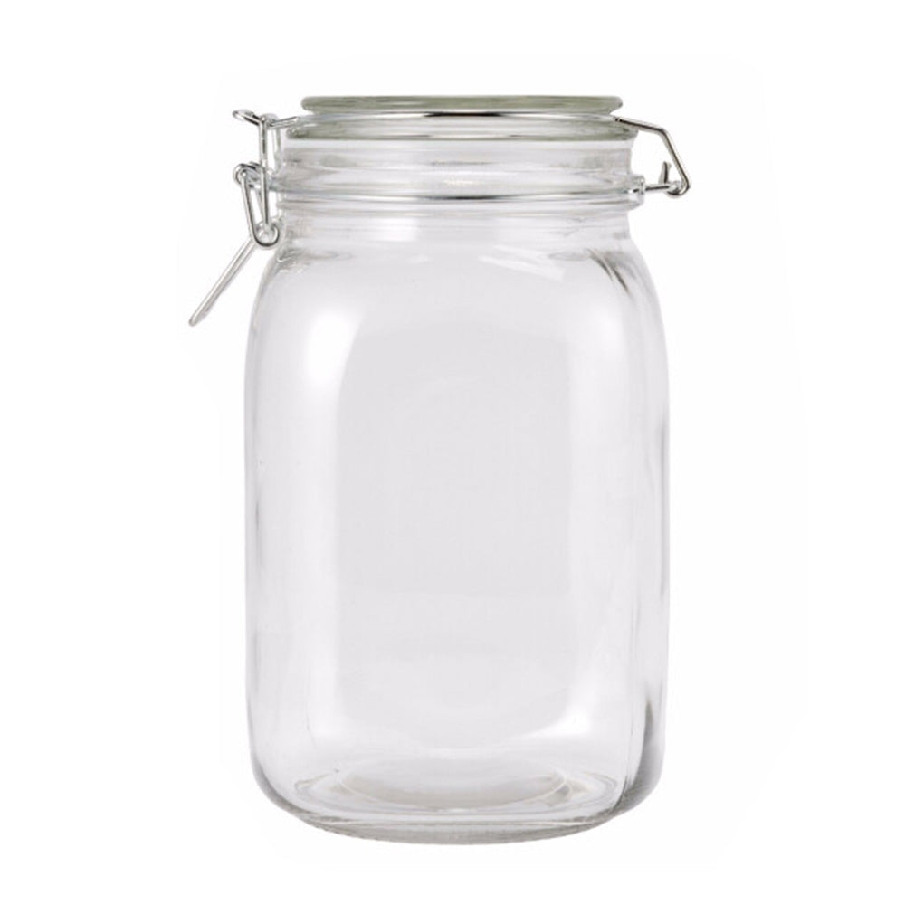 1000ml Clear Glass Airtight Storage Jar with Clamp Lid and Silicone Seal