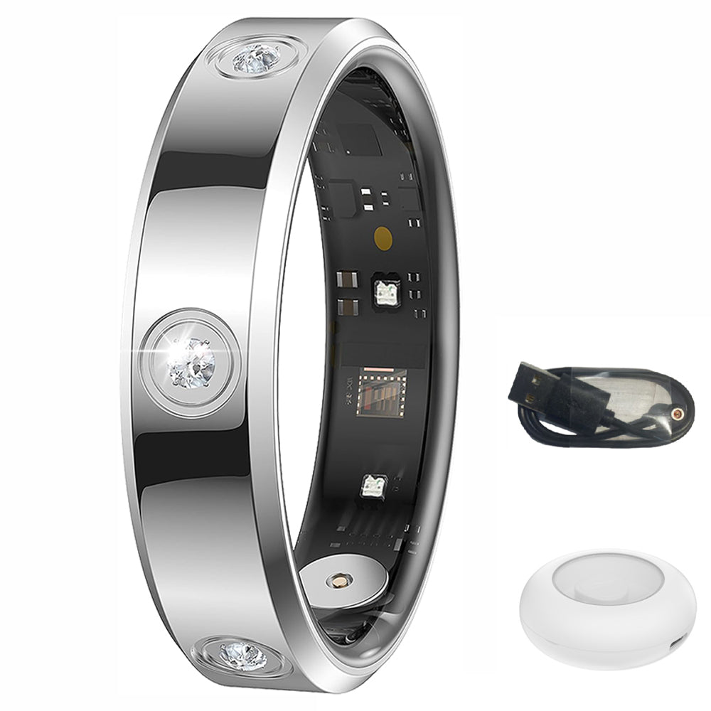 Stainless Steel Smart Ring with Charging Case