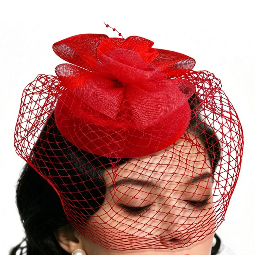 Vintage Mesh Rose Birdcage Veil Bridal Hair Headpiece