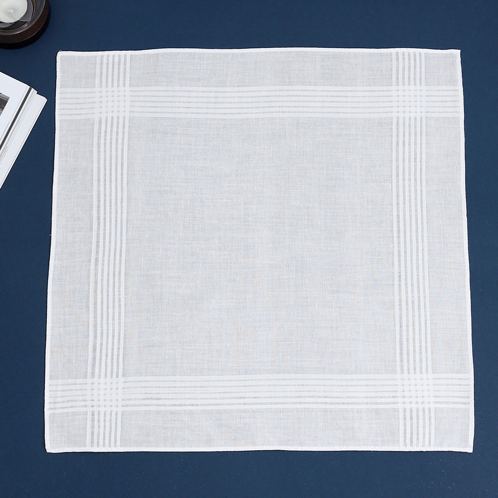 12 Piece Soft Cotton Handkerchiefs with Satin Border for Pocket and Travel
