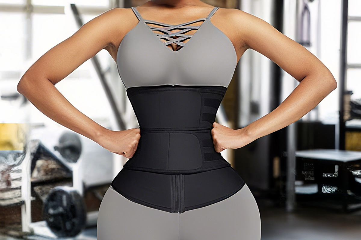 Sweat Waist Trainer for Women Sauna Sweat Belt Slim Body Shaper Corset-Black