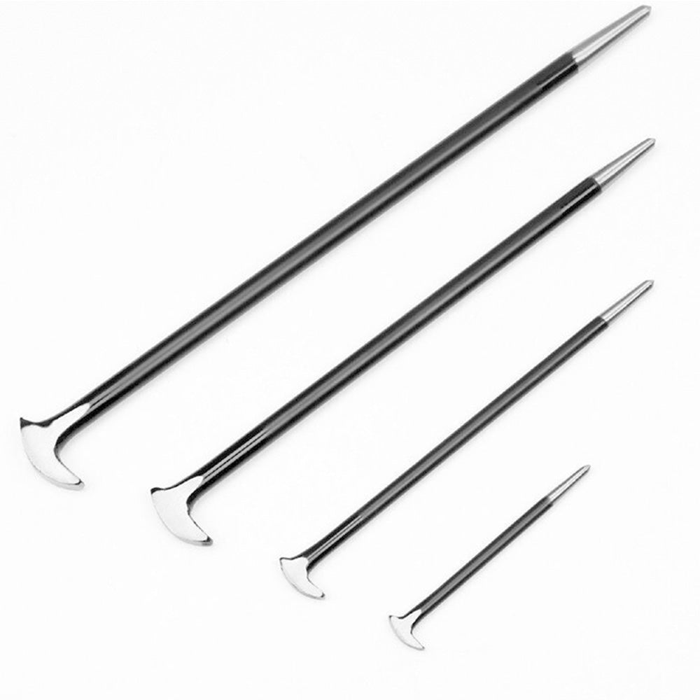 4Pcs Solid Steel Pry Bar Set with Rolled Heel for Heavy-Duty Prying