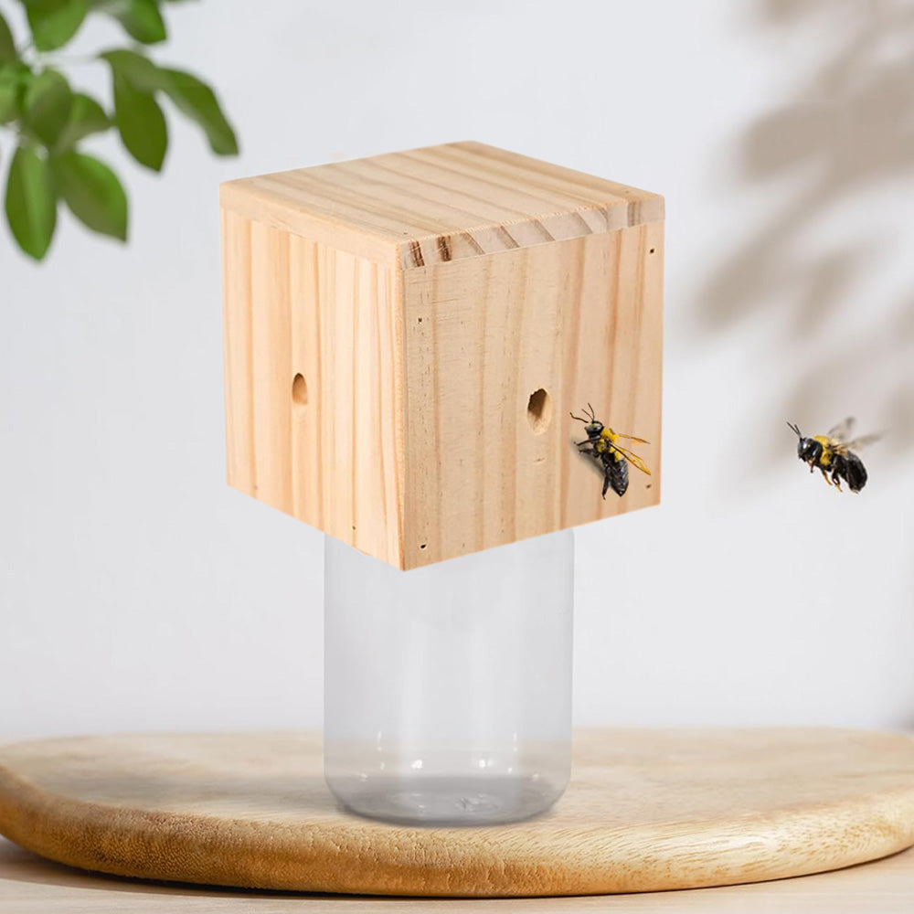 Wood Carpenter Bee Trap For Outside Cube Style Nature Hanging Carpenter Bee Traps