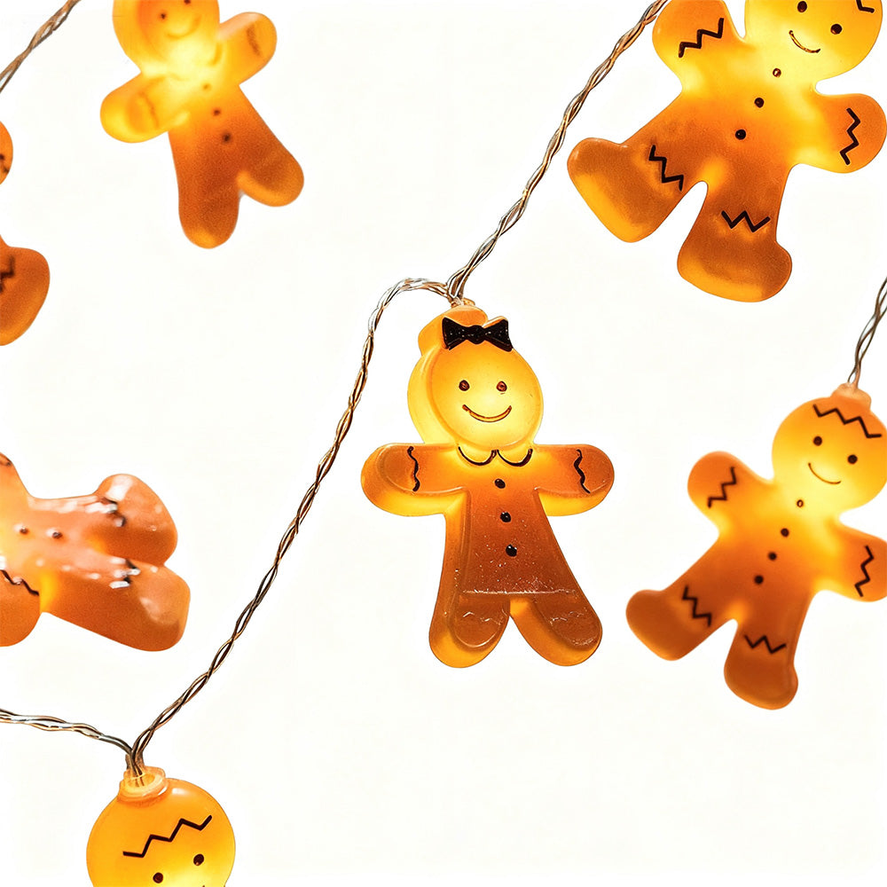 Christmas Decoration Gingerbread Men Cookies String Lights Battery Operated
