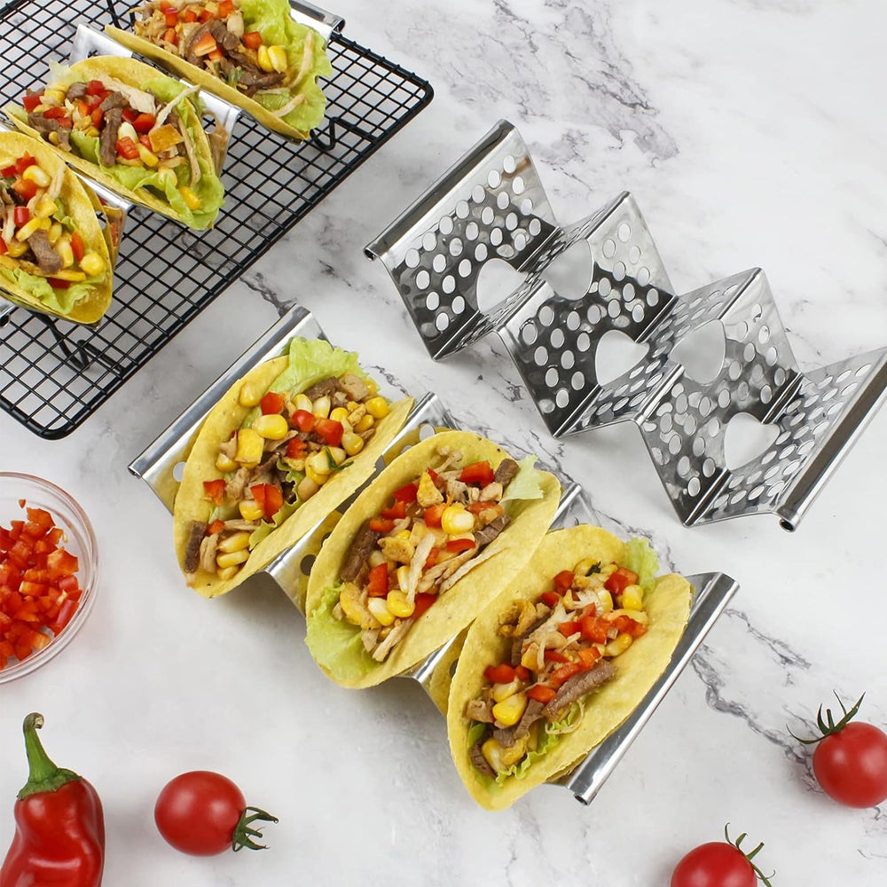 4Pcs Stainless Steel Taco Holder Hold 2 or 3 Tortillas