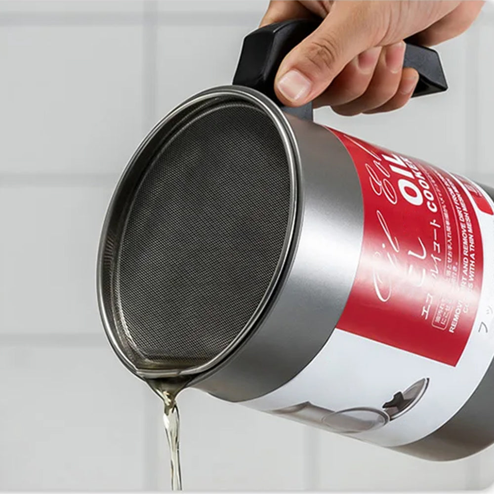 1.4L/1.7L Stainless Steel Oil Container with Strainer