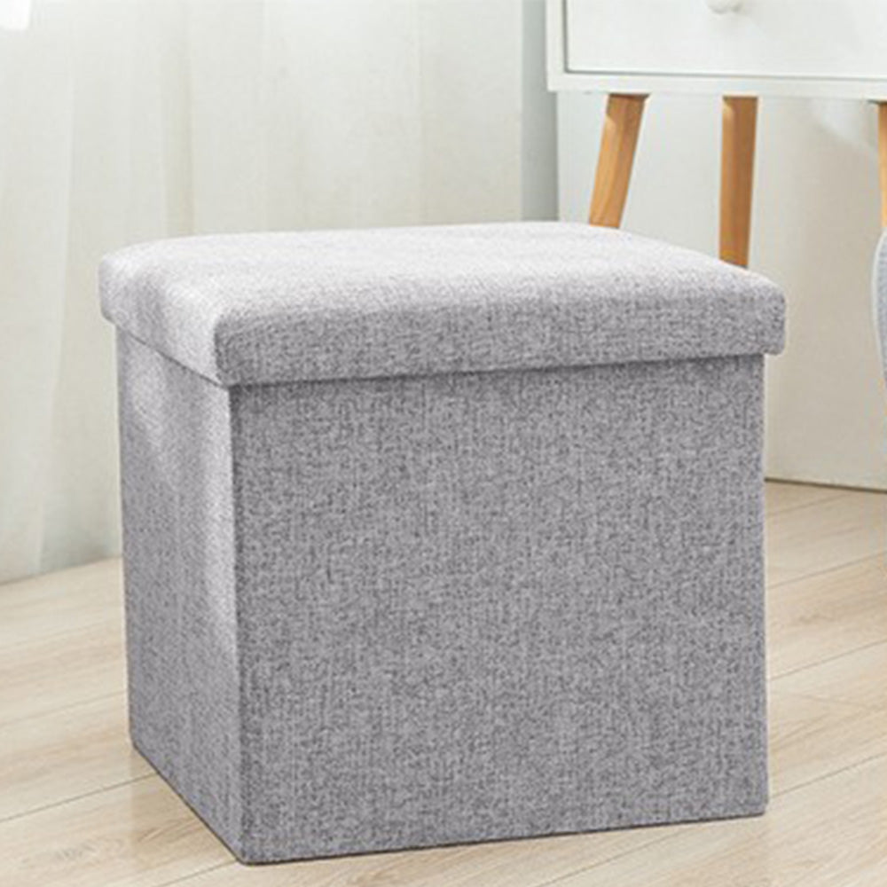 Foldable Storage Ottoman Shoe Bench with Thick Foam Lid-Grey