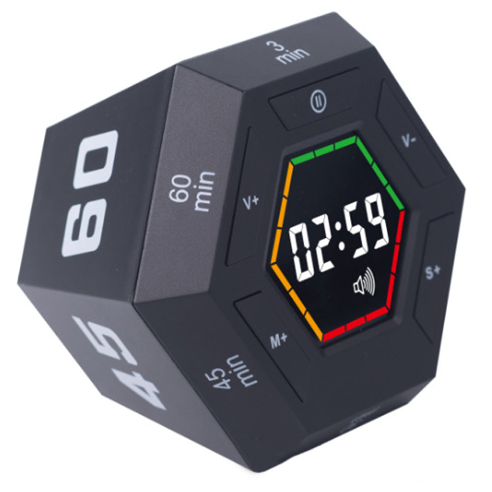 Pomodoro Timer Hexagon Visual Flip Electronic Timer with LED Digital Display