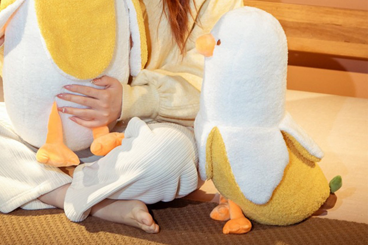 Peeled Banana Duck Plush Pillow Stuffed Toy Hugging Cushion Anxiety Relief Bedtime Cuddling