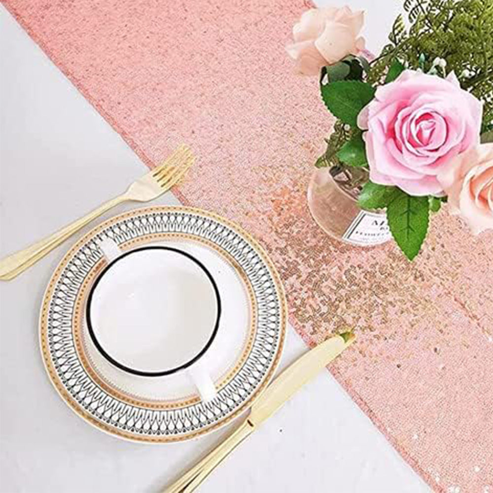 High Density Sequin Table Runner for Weddings Parties and Holidays-Rose Gold
