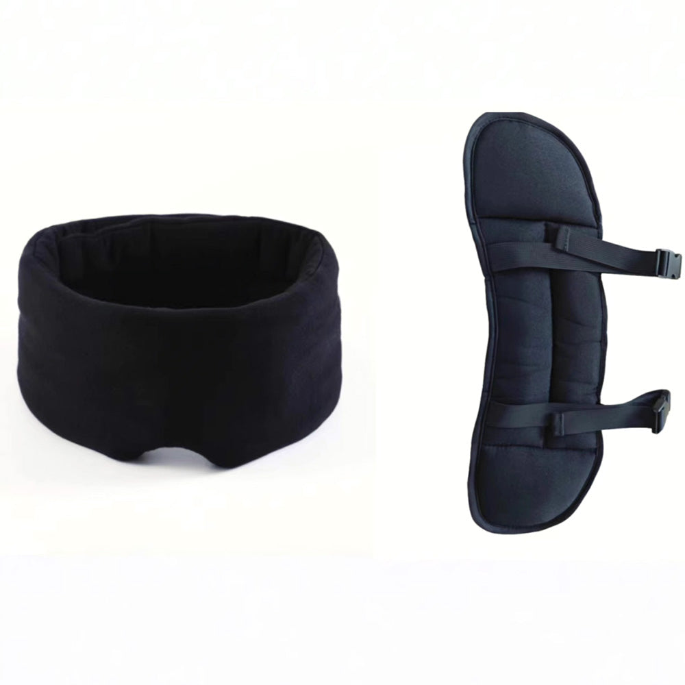 Airplane Travel Pillow with Headrest Fixing Head Strap and Eye Mask