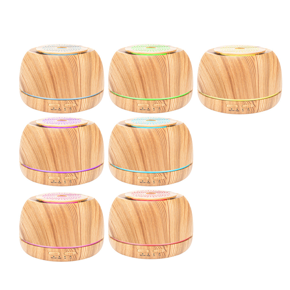 300ML Wood Grain Essential Oil Diffuser with 7 Color LED Light