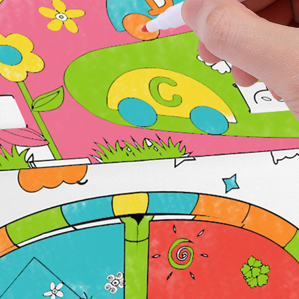 DIY Colorable Cardboard House with 6 Colored Pens-house