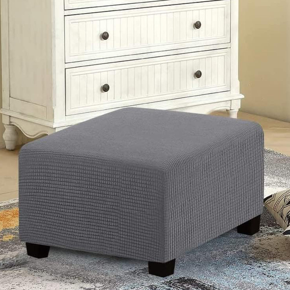 Elastic Jacquard Footrest Cover with Textured Stripes and Elastic Strap-Dark Grey