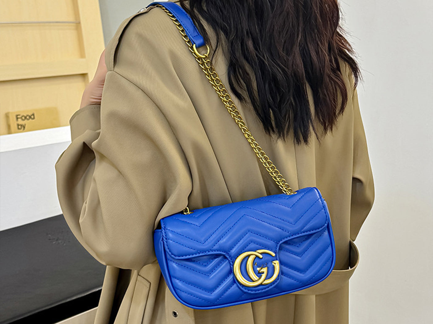 Quilted Gucci Inspired Gold Chain Shoulder Bag for Women