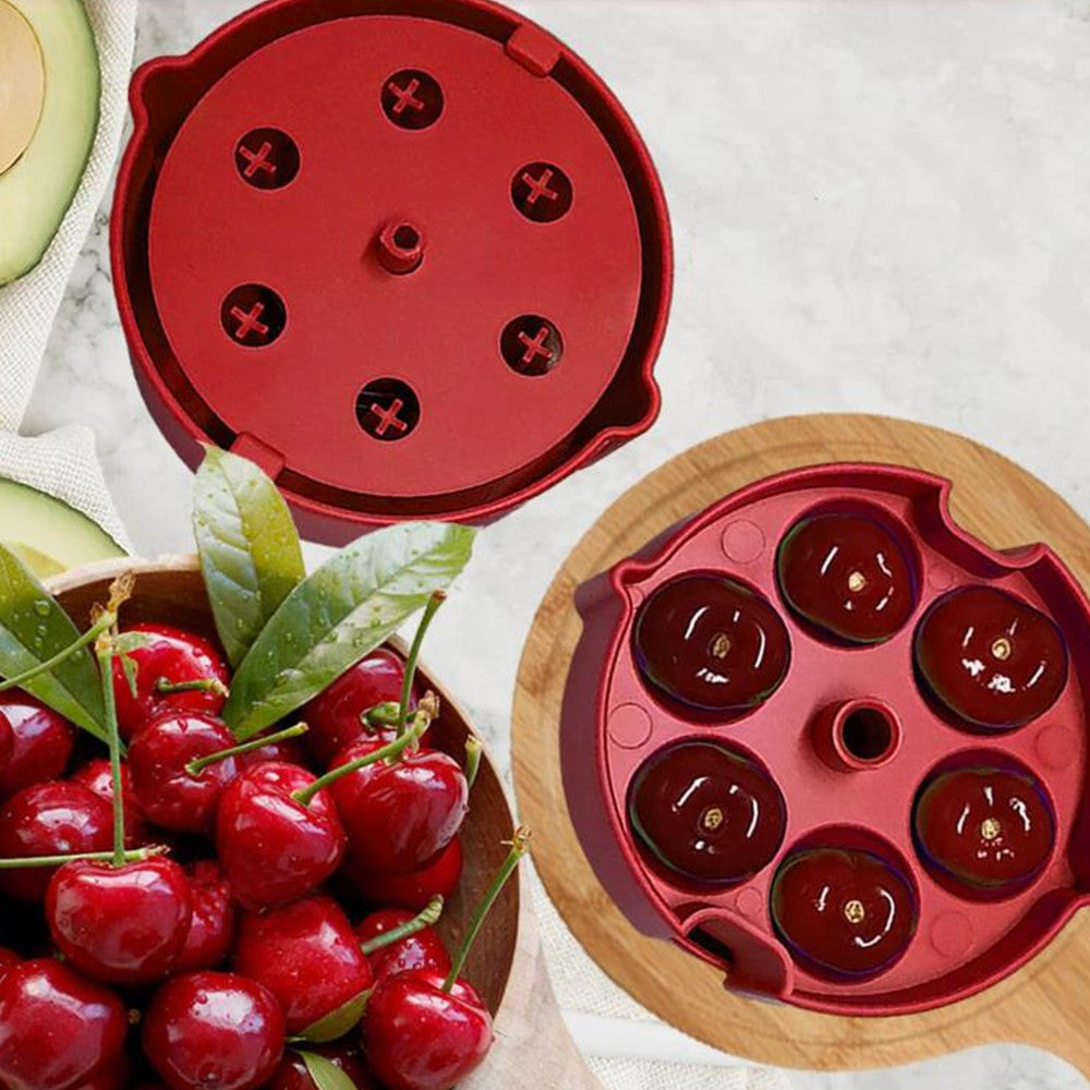 2Pcs Portable Cherry Pitter Corer Tool Labor-Saving Push Down Multiple Cherries Seed Remover