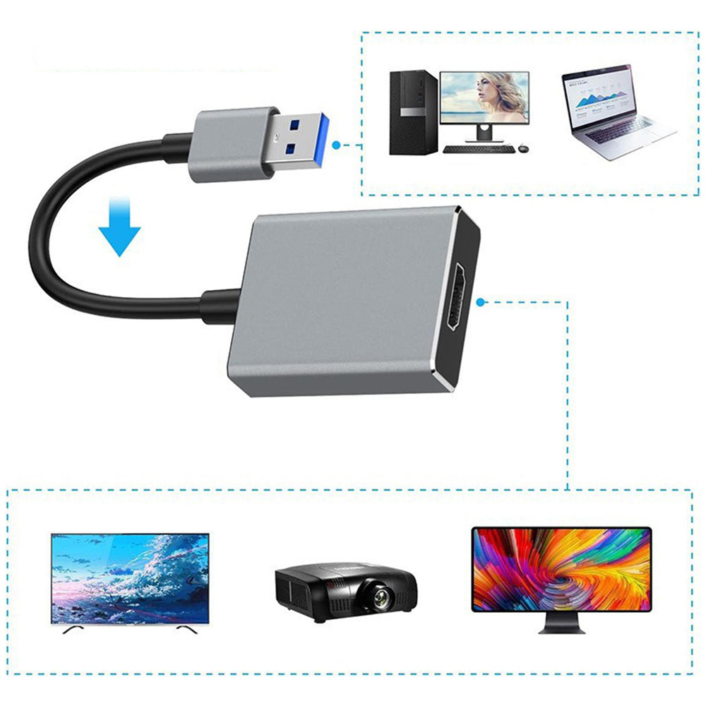 USB 3.0 To HDMI Adapter Multi-Monitor Cable HD Converter Cable For Windows 7 And Above