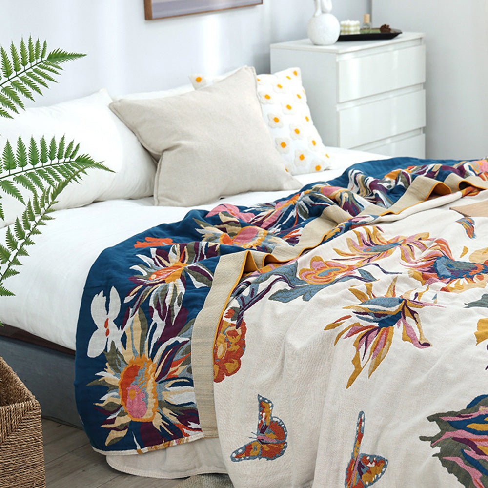 150cmx200cm Boho Throw Blanket with Double- Sided Printing for Bed Sofa Couch Chair