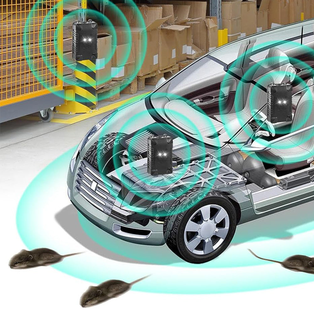 Under Hood Ultrasonic Rodent Repeller with Strobe Light & 3 Power Supply Methods for 12V Cars