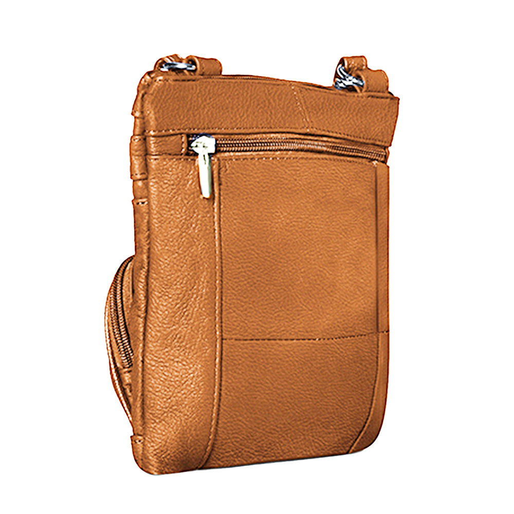Womens Genuine Leather Multi-Pocket Crossbody Purse Bag