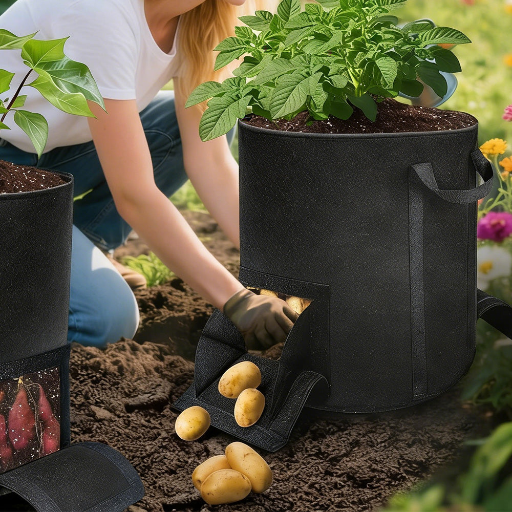 2X15 Gallon Potato Grow Bags Fabric Planter Pot with Handle