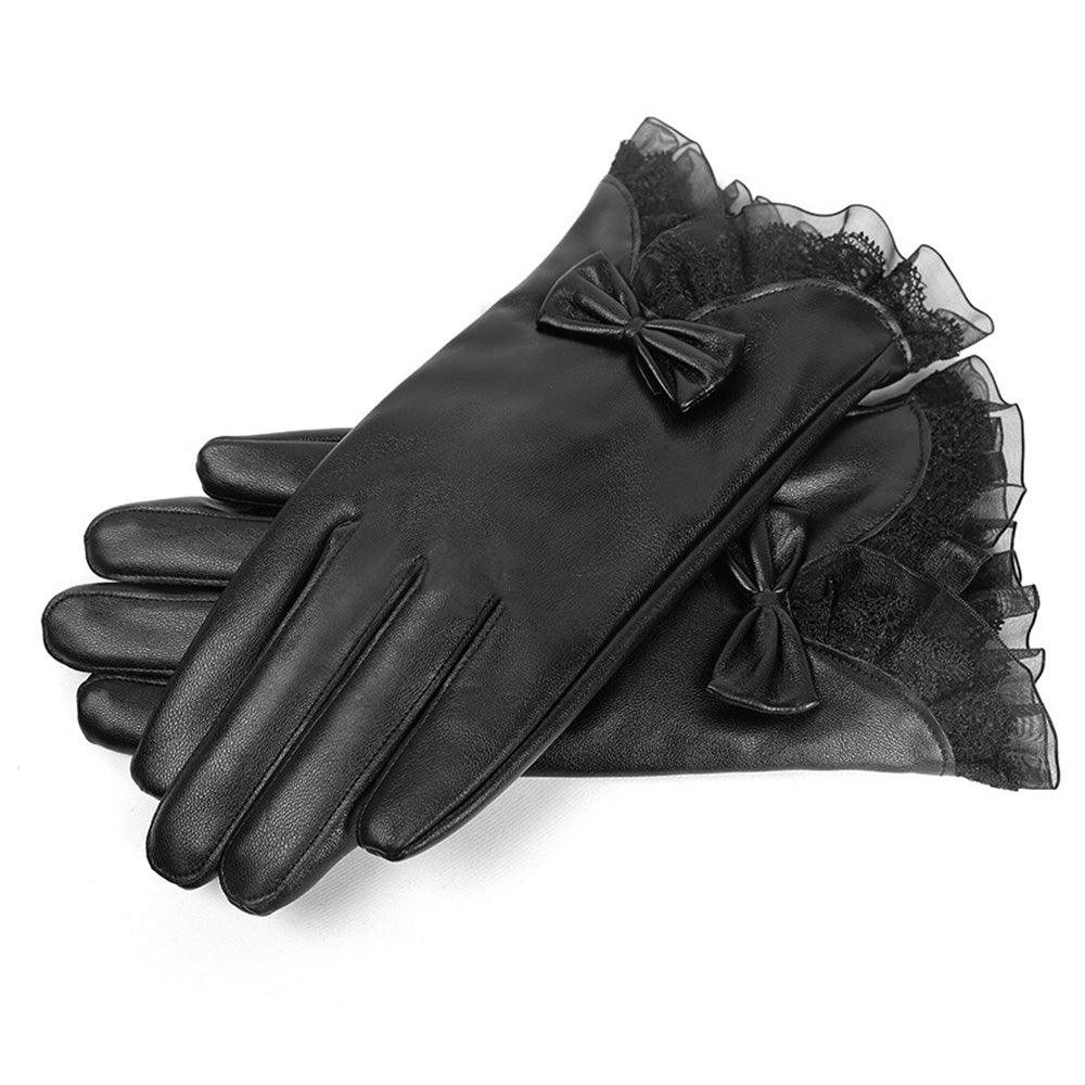 Womens Winter PU Leather Touchscreen Gloves Texting Warm Driving Gloves