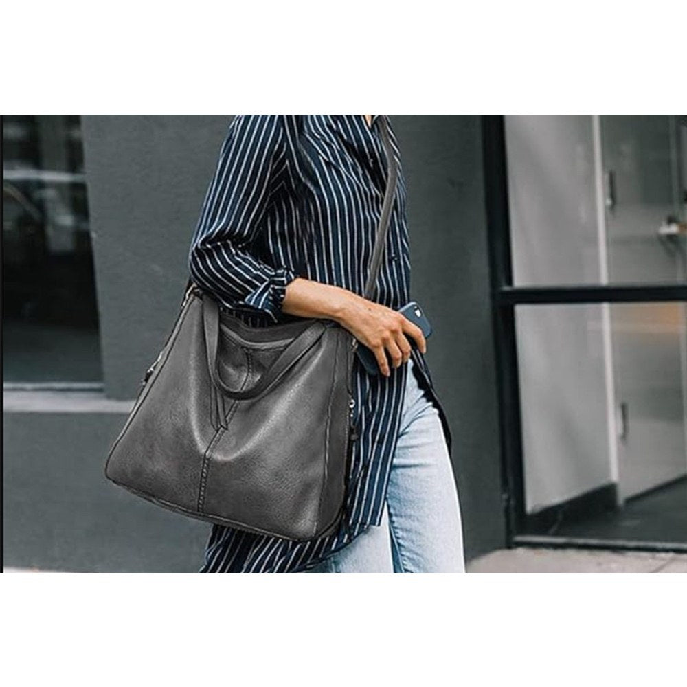 Leather Handbags Shoulder Bag and Purse Set for Women Gifts