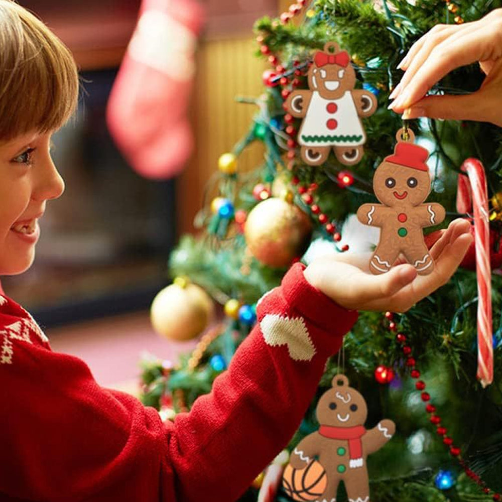 12Pcs Gingerbread Man Christmas Tree Hanging Pendants