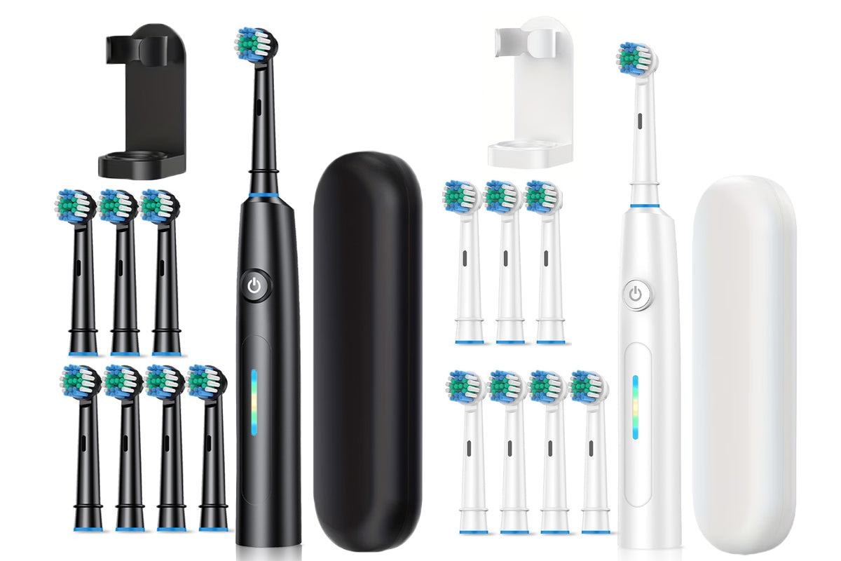 5 Modes Rotating Electric Toothbrush with 8 Heads Travel Case and Stand