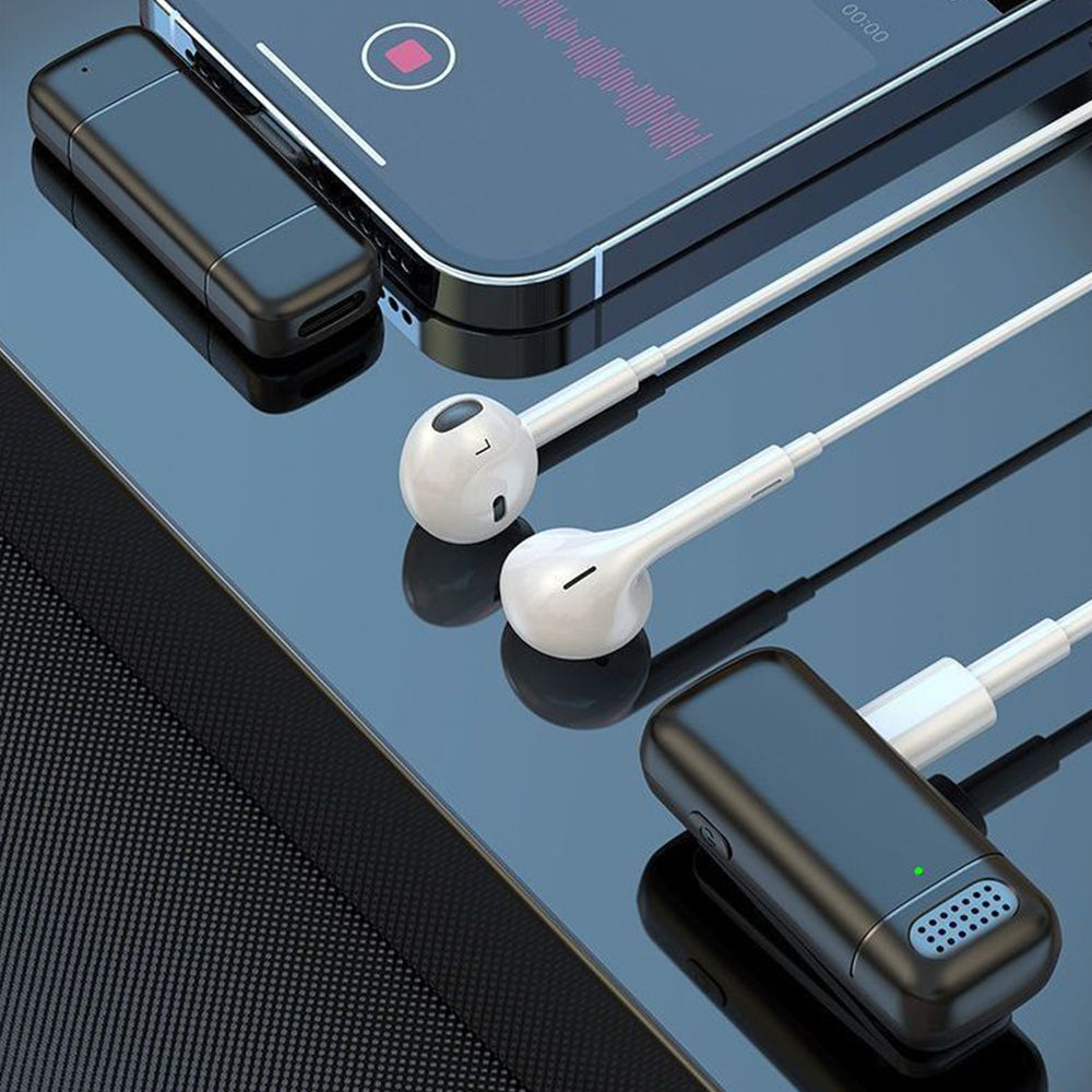 Dual Wireless Lavalier Mics with Charging Case Noise Reduction Lapel Microphone