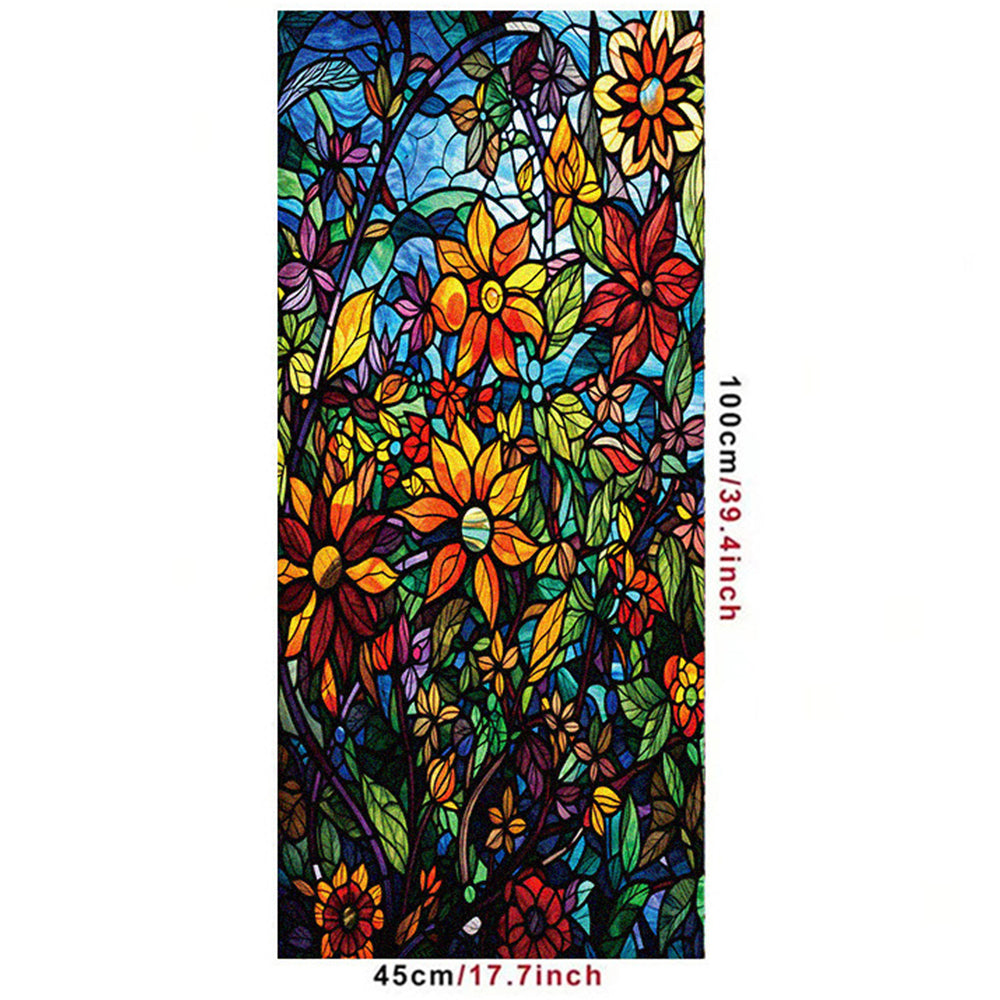 Static Cling Windows Film Stained Glass Stickers Flower Decor