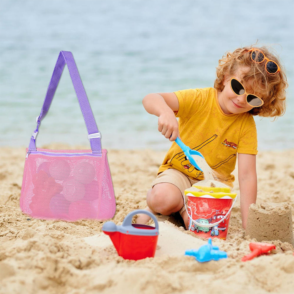 2Pcs Beach Toy Seashell Mesh Collecting Bag
