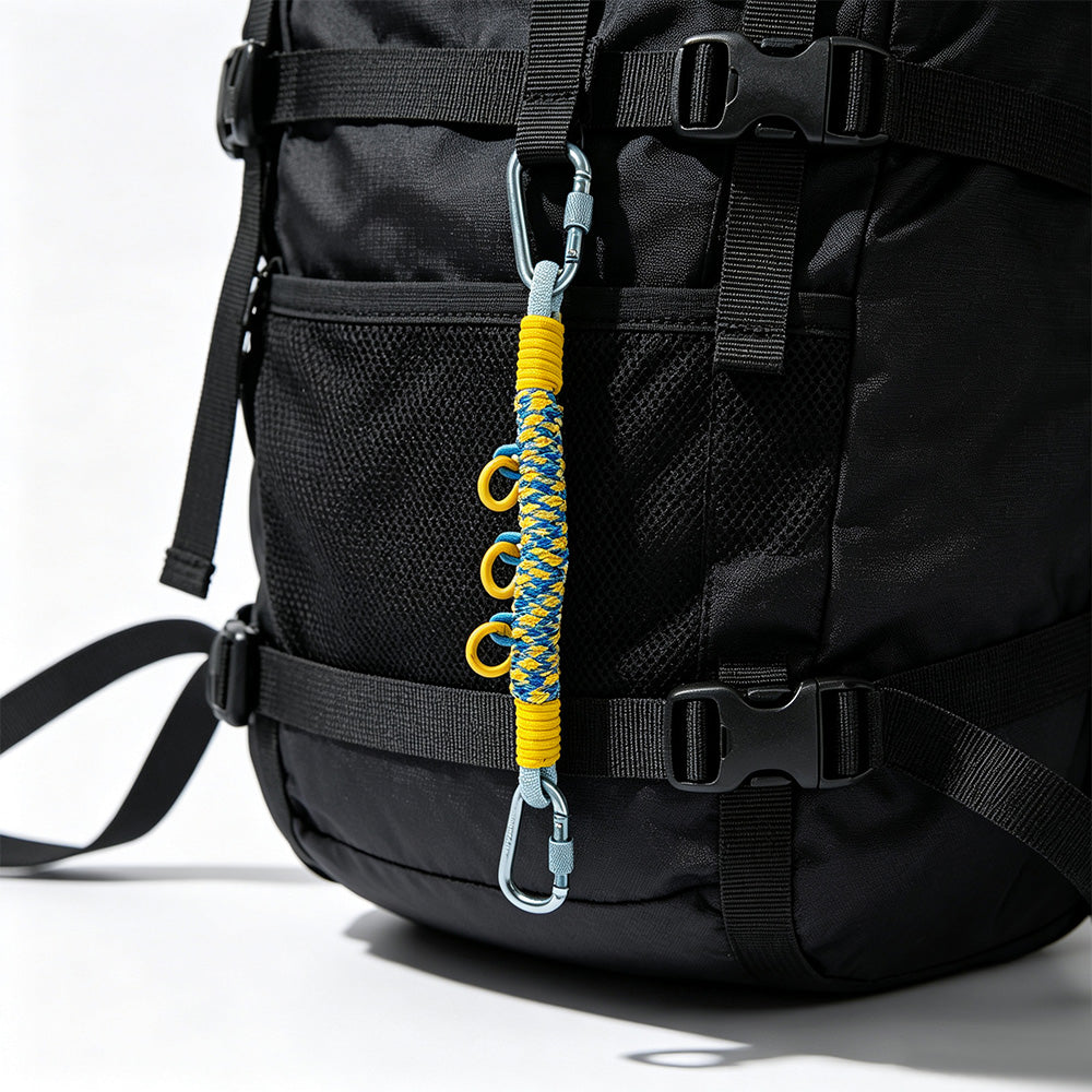 3 PCS Handwoven Paracord Backpack Gear Hanger Chains with Carabiners