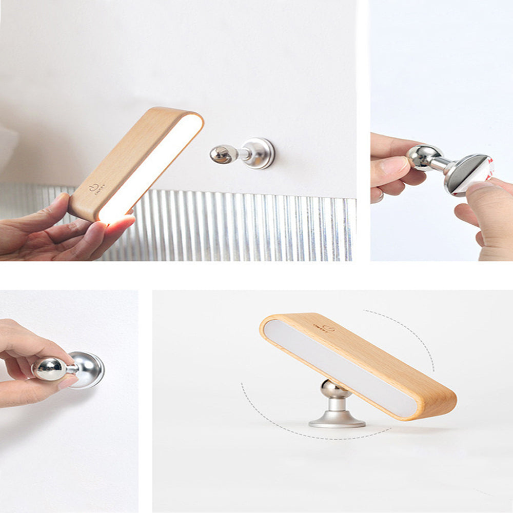 Battery Operated Wall Sconce Wooden kidic Night Light Rotatable Cordless Wall Lamp