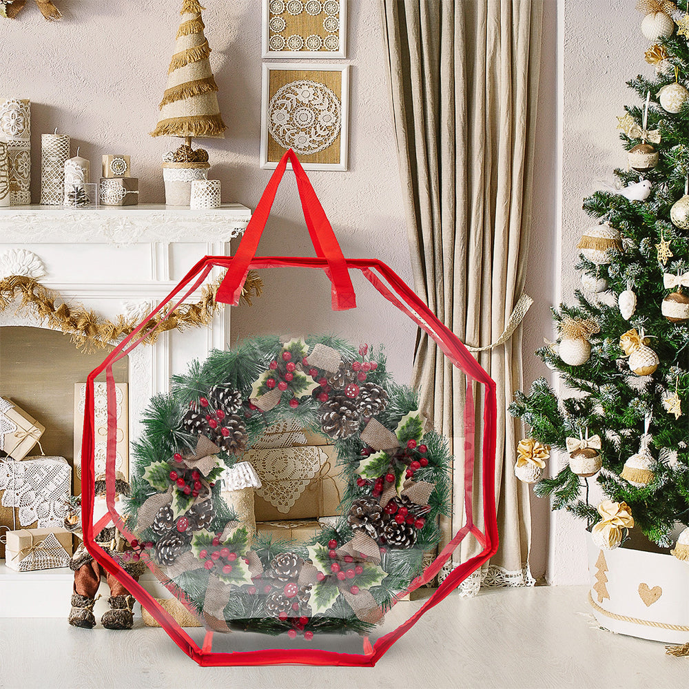 76CM Christmas Door Wreath Decoration Storage Bag Clear Xmas Bag For Garland