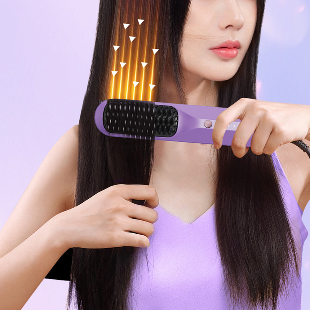Portable Cordless Negative Ion Heating Hair Straightening Brush