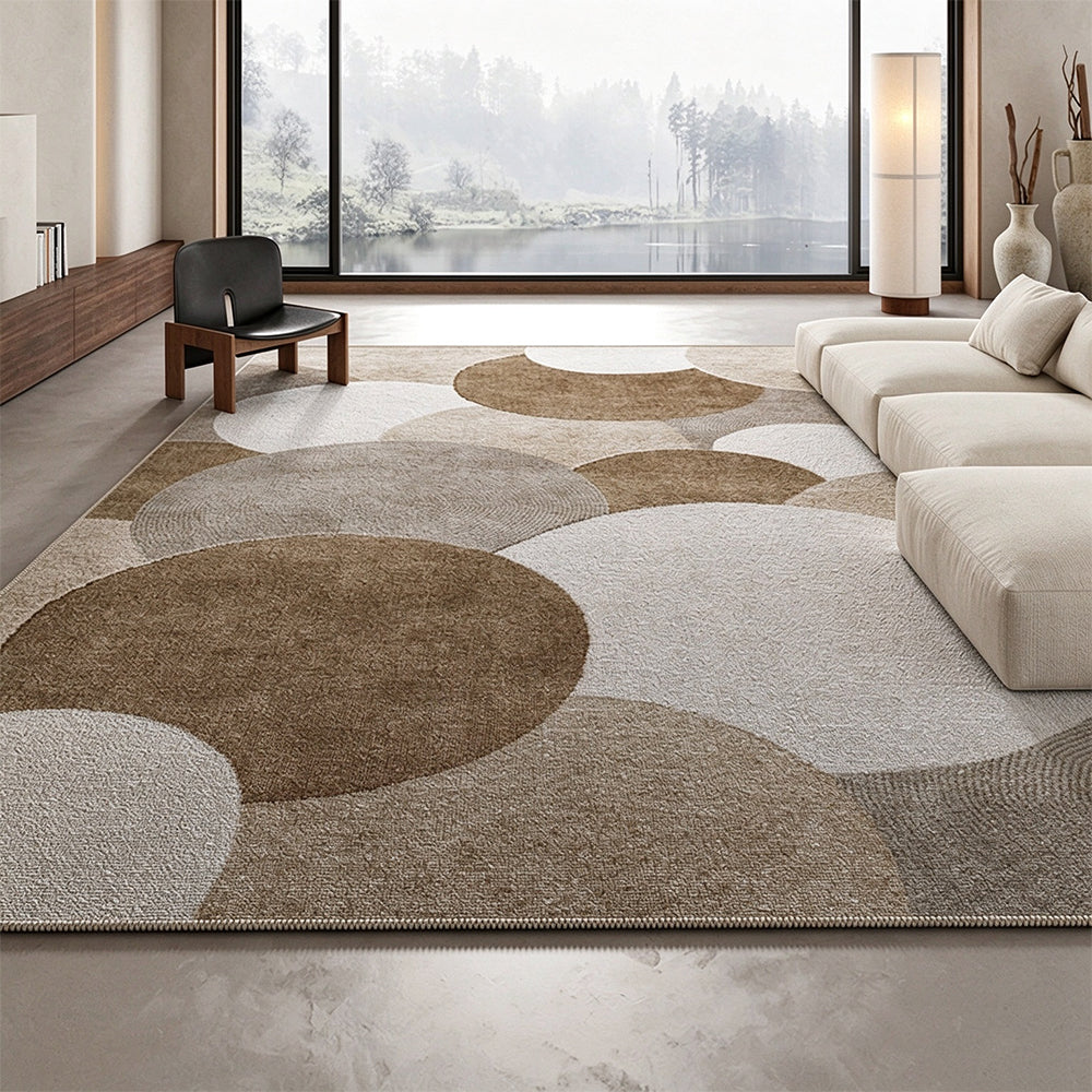 Short Plush Living Room Area Rug with Slip Resistant Dotted Backing-Style 1