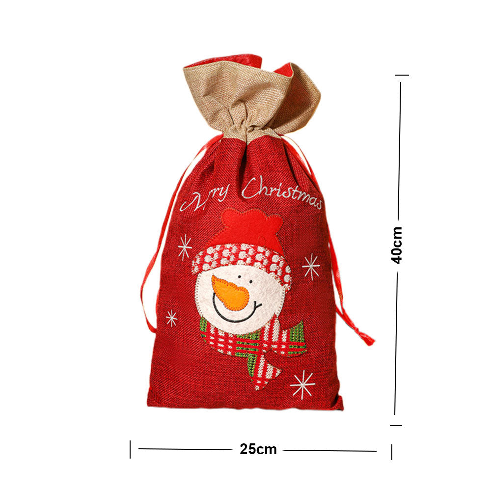 Xmas Sack Bag Christmas Burlap Stocking Gift Bag -Style 2