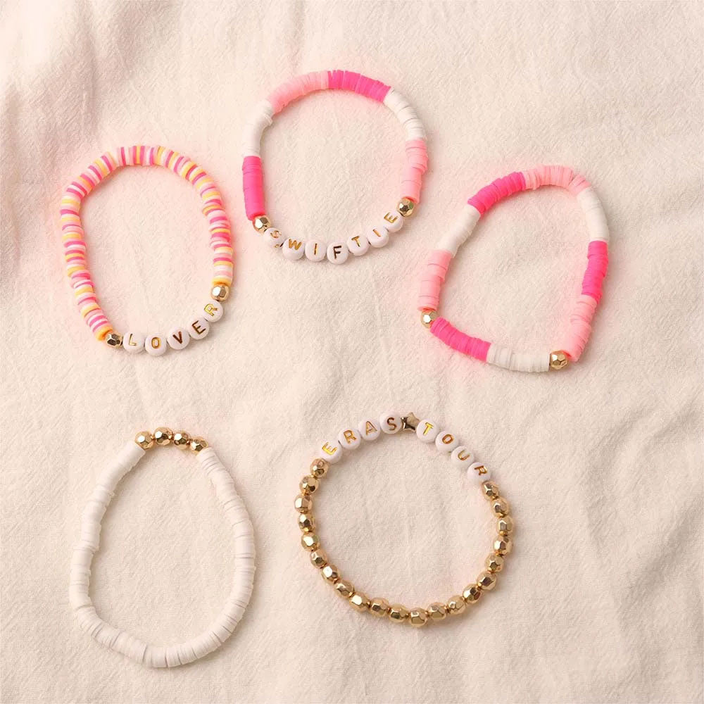 5Pcs Taylor Inspired Beaded Bracelets Fans Friendship Bracelets Gifts for Music Lovers