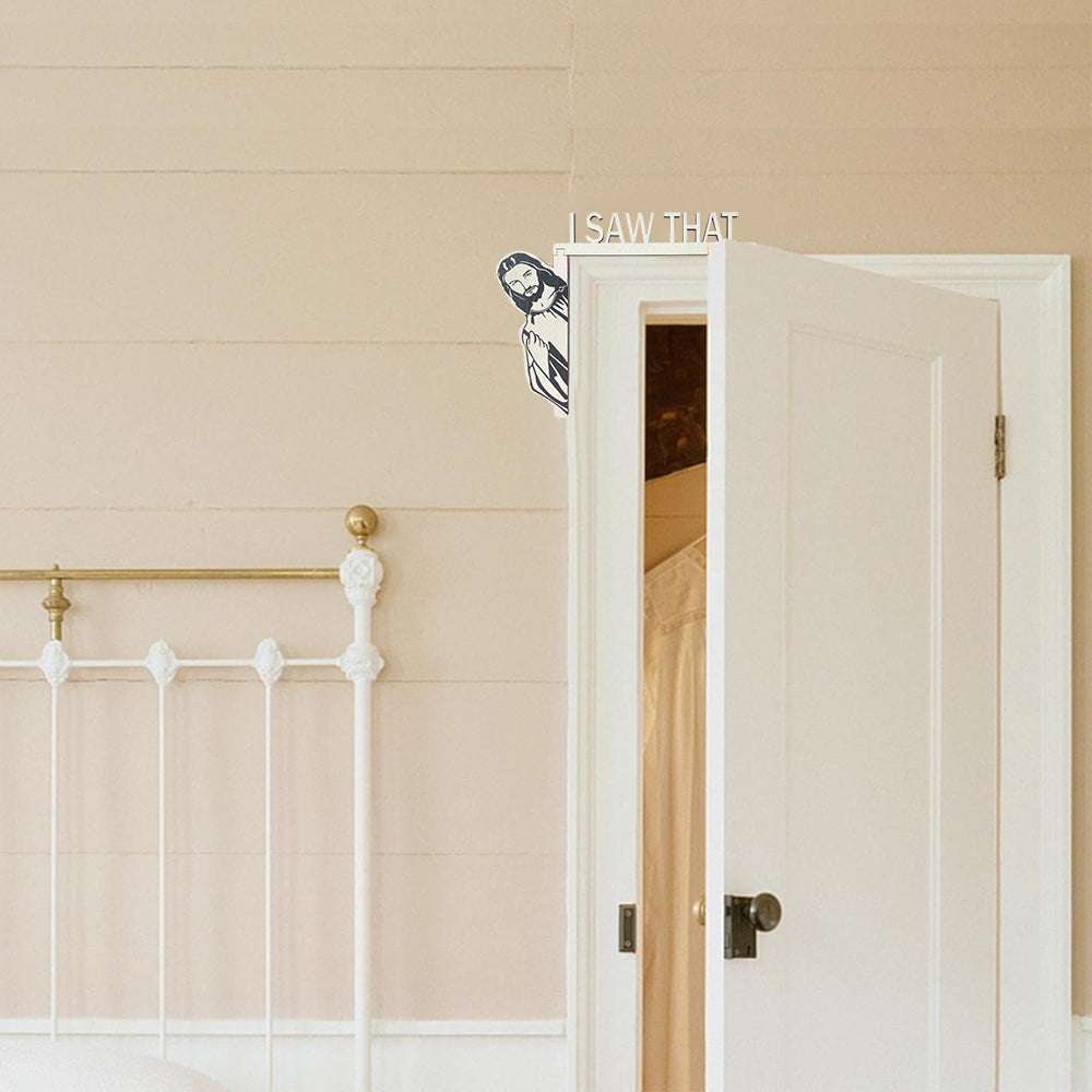 I Saw That Jesus Door Sitter Wood Door Frame Decoration-Left