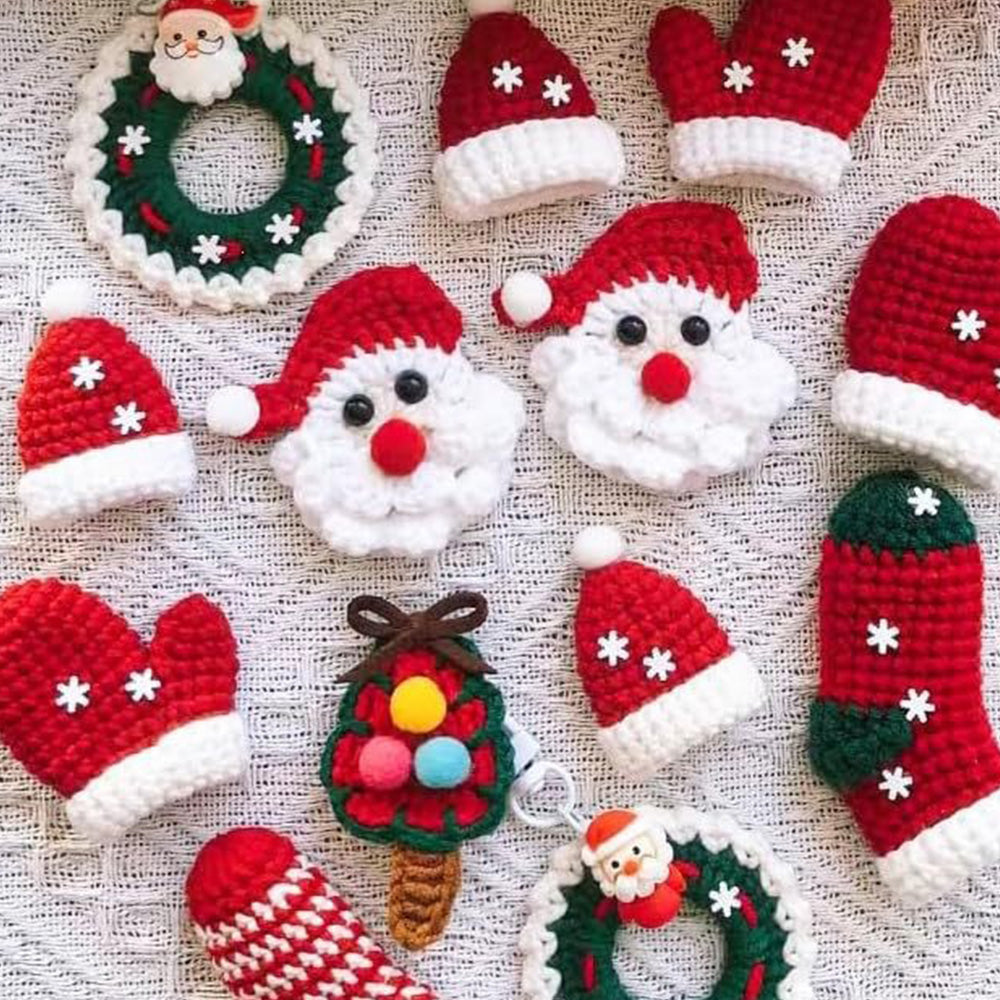 Crochet Yarn Set with Hooks Sewing Needles Stitch Markers Storage Bag