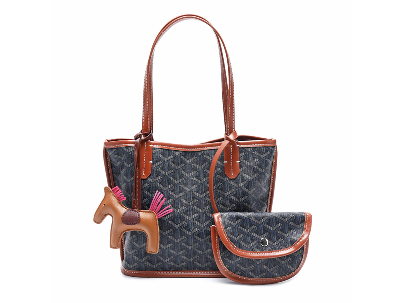 Women's Goyard Inspired Tote Bag with Wallet