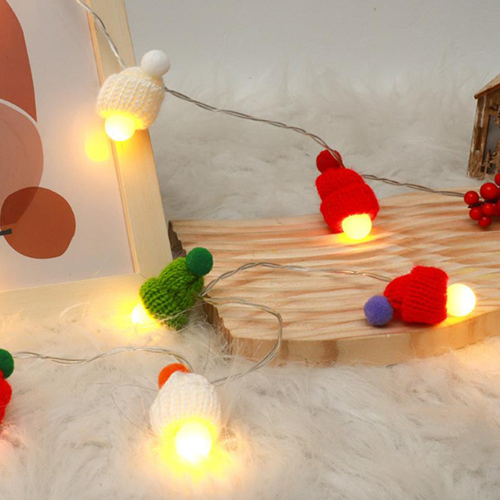 Xmas Decoration LED Round Ball Christmas Hat Light String Christmas Pendants