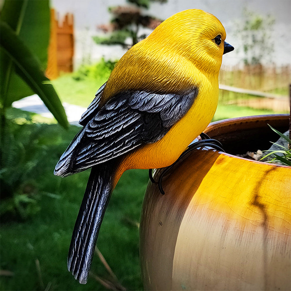 Realistic Bird Statue for Garden Flower Pot Decor