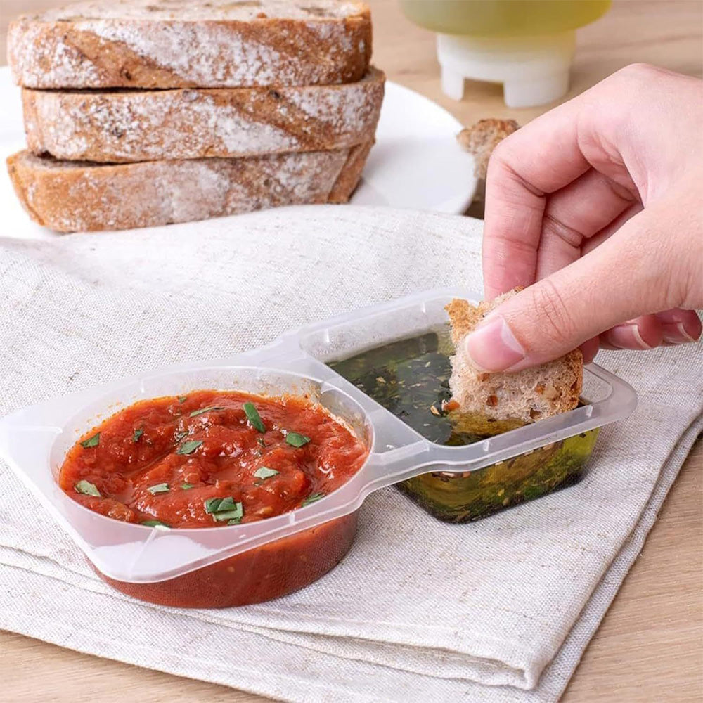 20Pcs Double Compartment Condiment Container Reusable Snack Containers with Lids