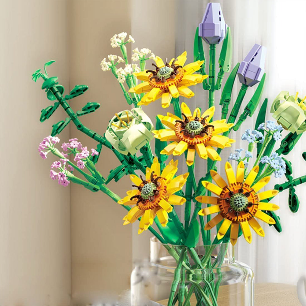 Artificial Flower Blocks Kids Building Toys DIY Bouquet Block Toys