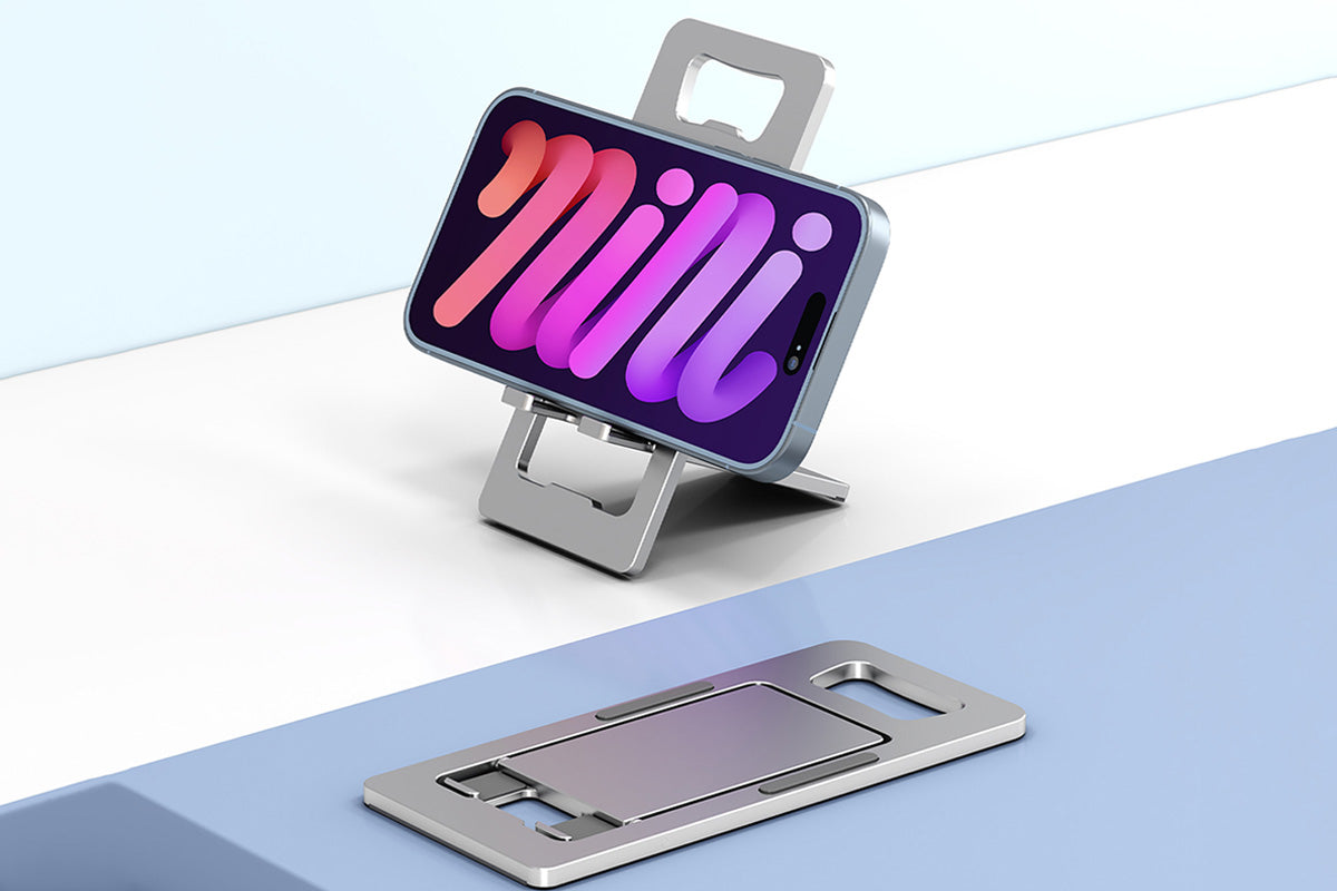 Foldable Aluminum Cell Phone Stand Portable Adjustable Holder for Desk and Travel