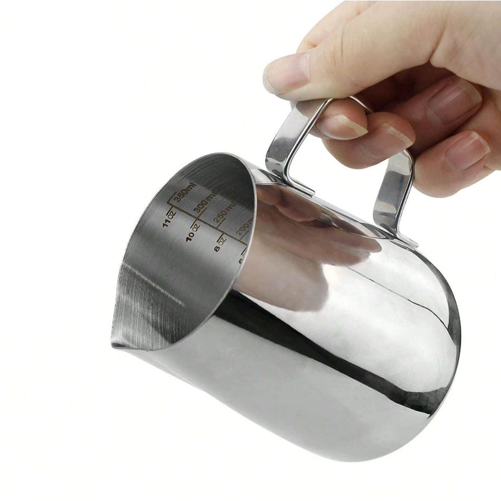 350ml Stainless Steel Milk Frothing Jug Kit with Powder Shaker