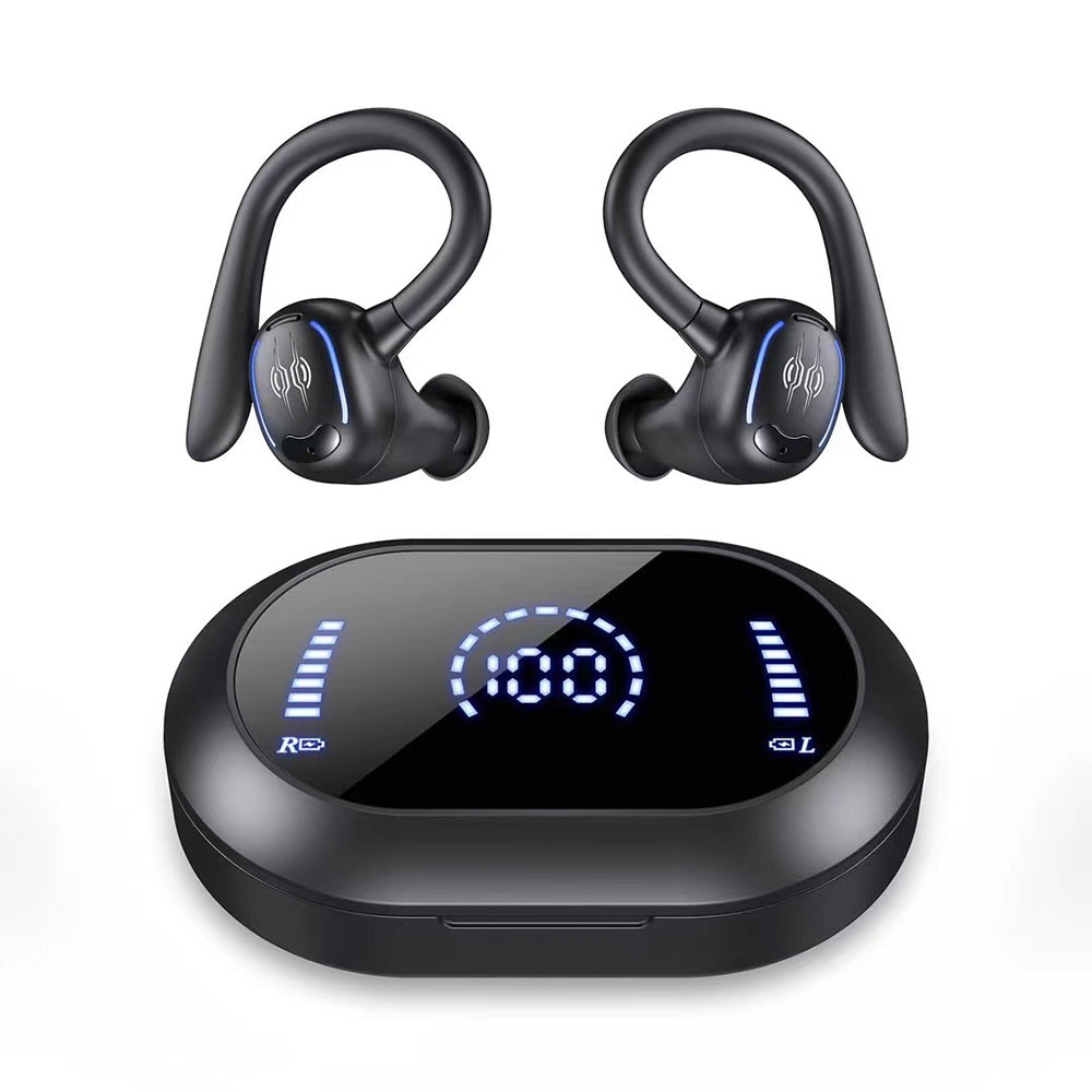 Wireless Earbuds with LED Display and Ear Hooks
