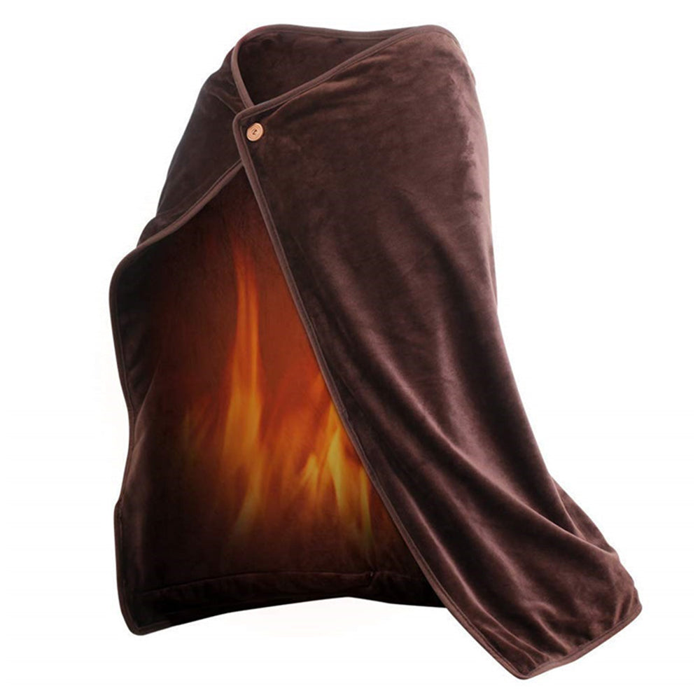 USB Heated Shawl Blanket Flannel Wrap with Detachable Heating Pad